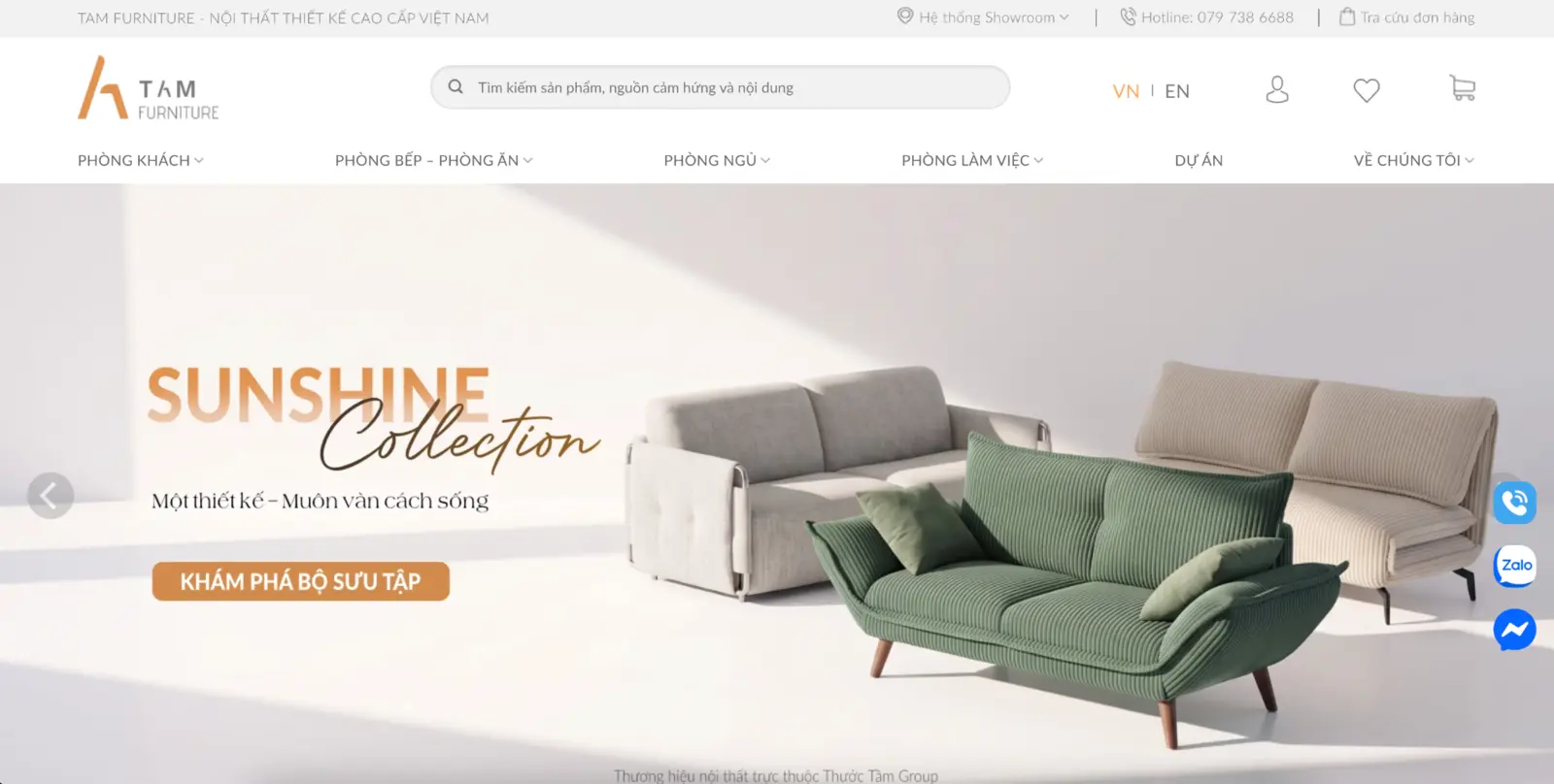 Giao diện website Tâm Furniture